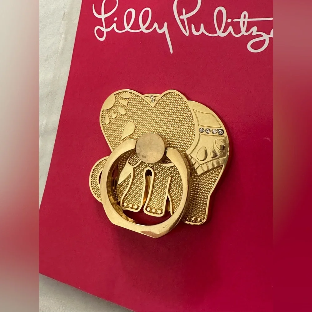 ❌ BOGO Lilly Pulitzer Gold Metallic Elephant Phone Ring